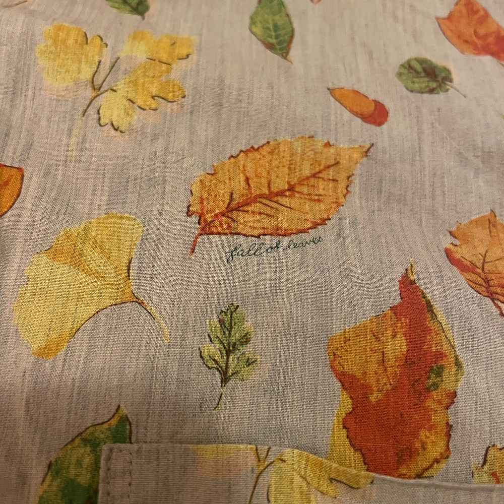 Japanese Button Down Leaf Pattern "Papas" Cotton … - image 5
